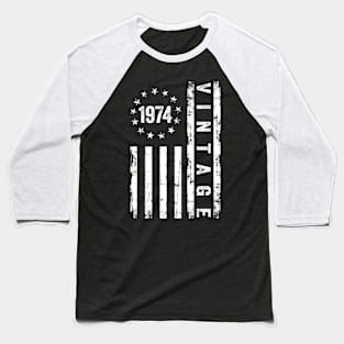 50 Years Old Gifts Vintage 1974 American Flag 50th Birthday Baseball T-Shirt